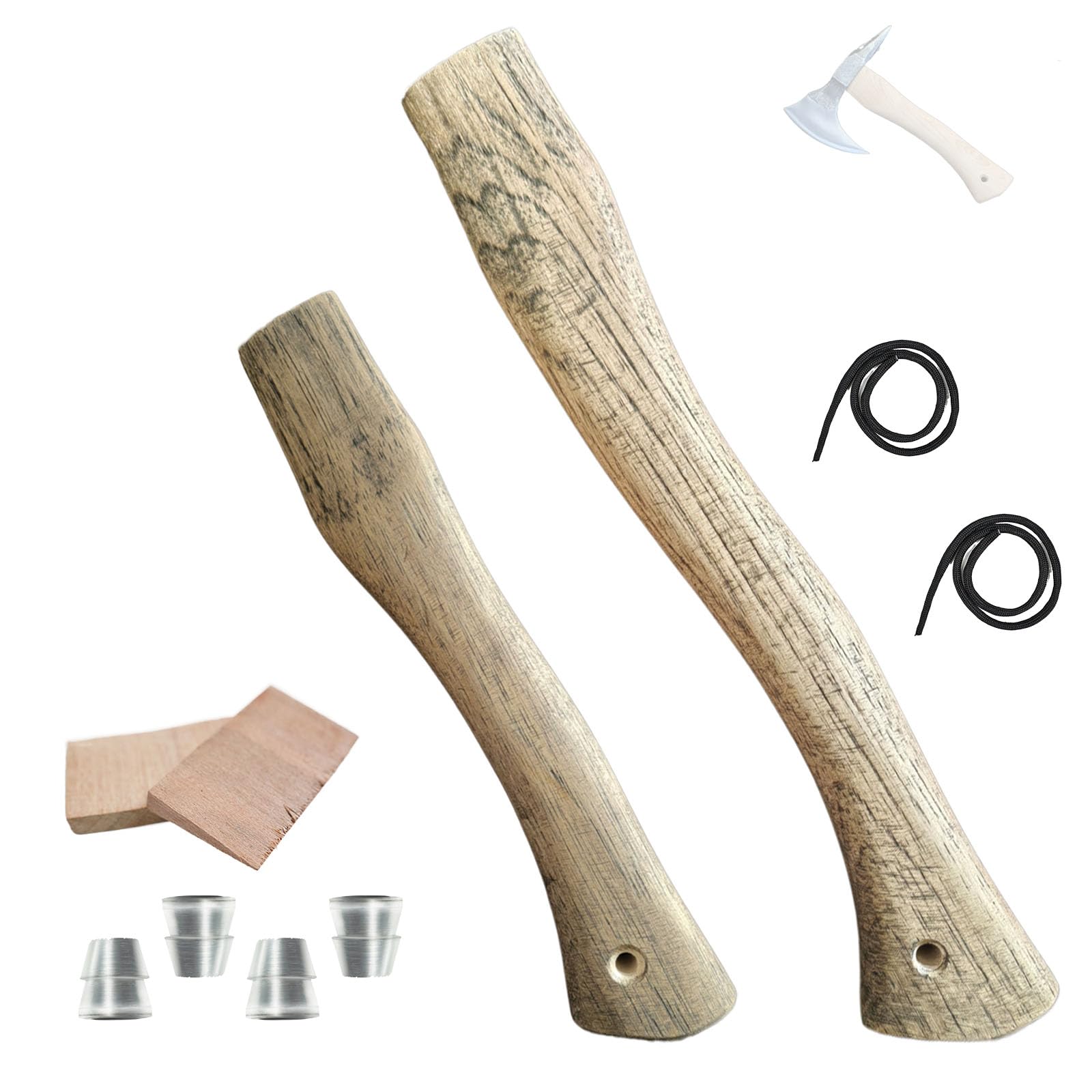 Replacement Axe Handle for Camping Gardening Axe, 11in Walnut Hatchet Handle Replacement with Wooden and Steel Wedges Camping Essentials