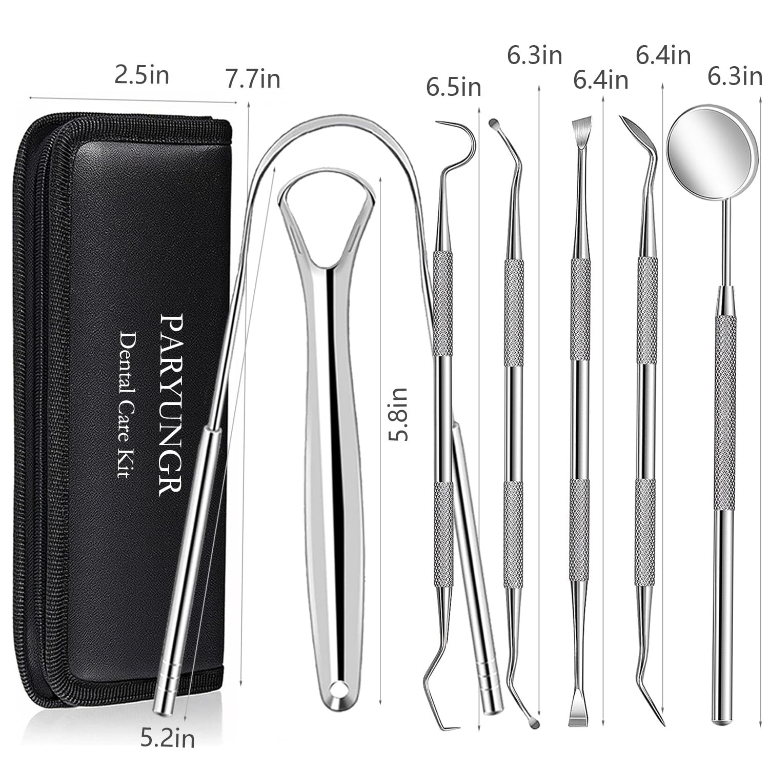 7-Piece Dental Cleaning Kit - Tongue Scraper & More -7