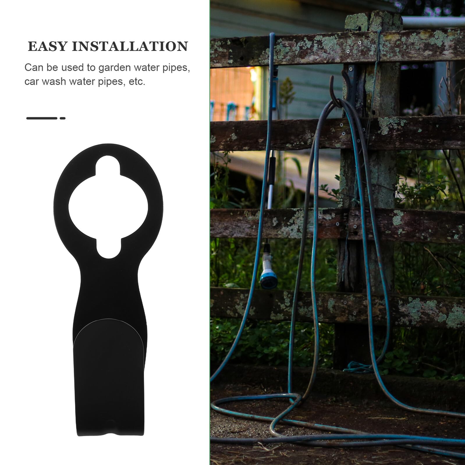 Support de Tuyau D'arrosage Mural 2pcs en Fer Noir Robuste