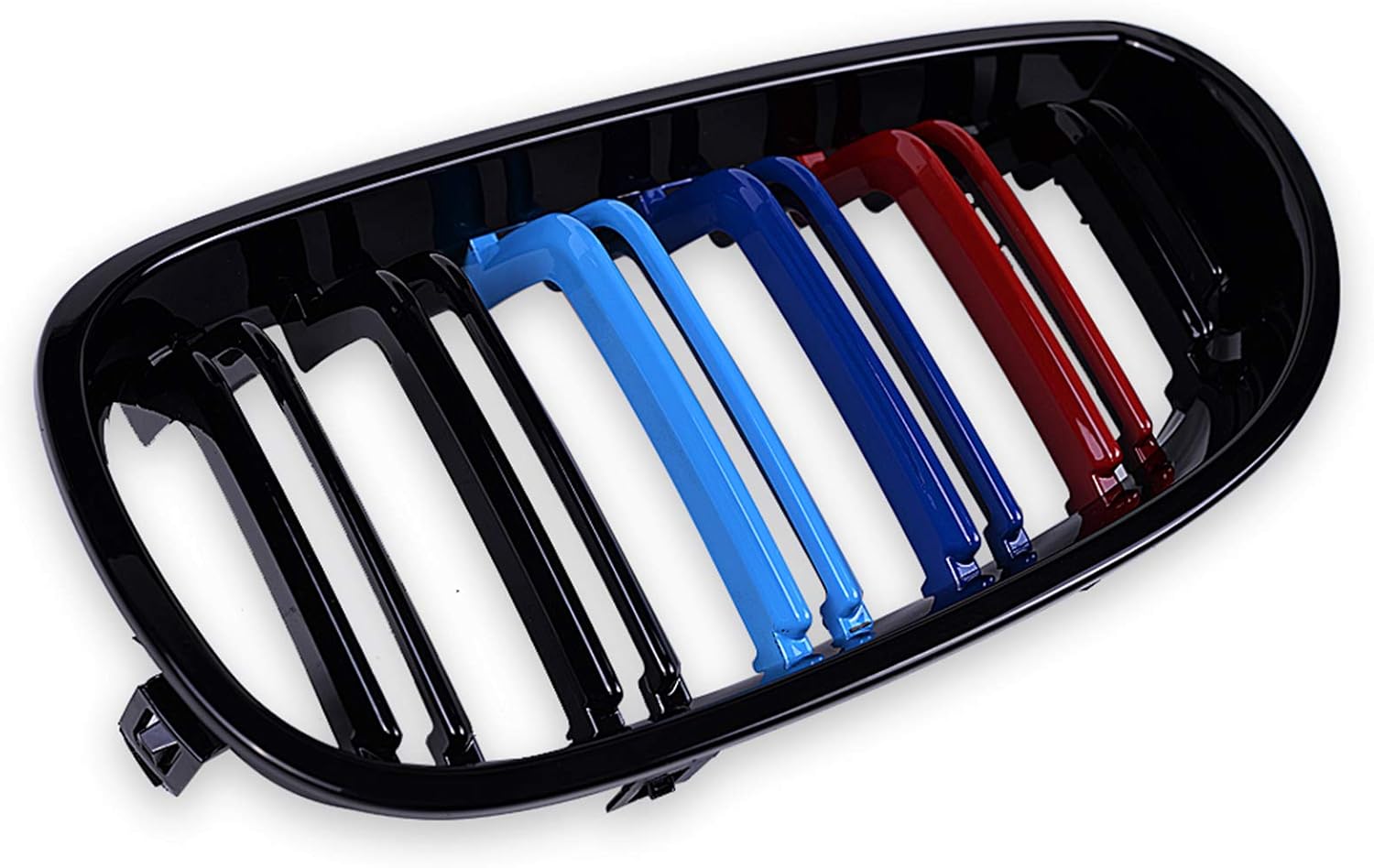 runmade Front Kidney Bumper Grille Grill Compatible with BMW 5 Series 520i 523i 528i 530i 535i 550i (MutiColor Gloss Black, Double Line, 2003-2009 E60)