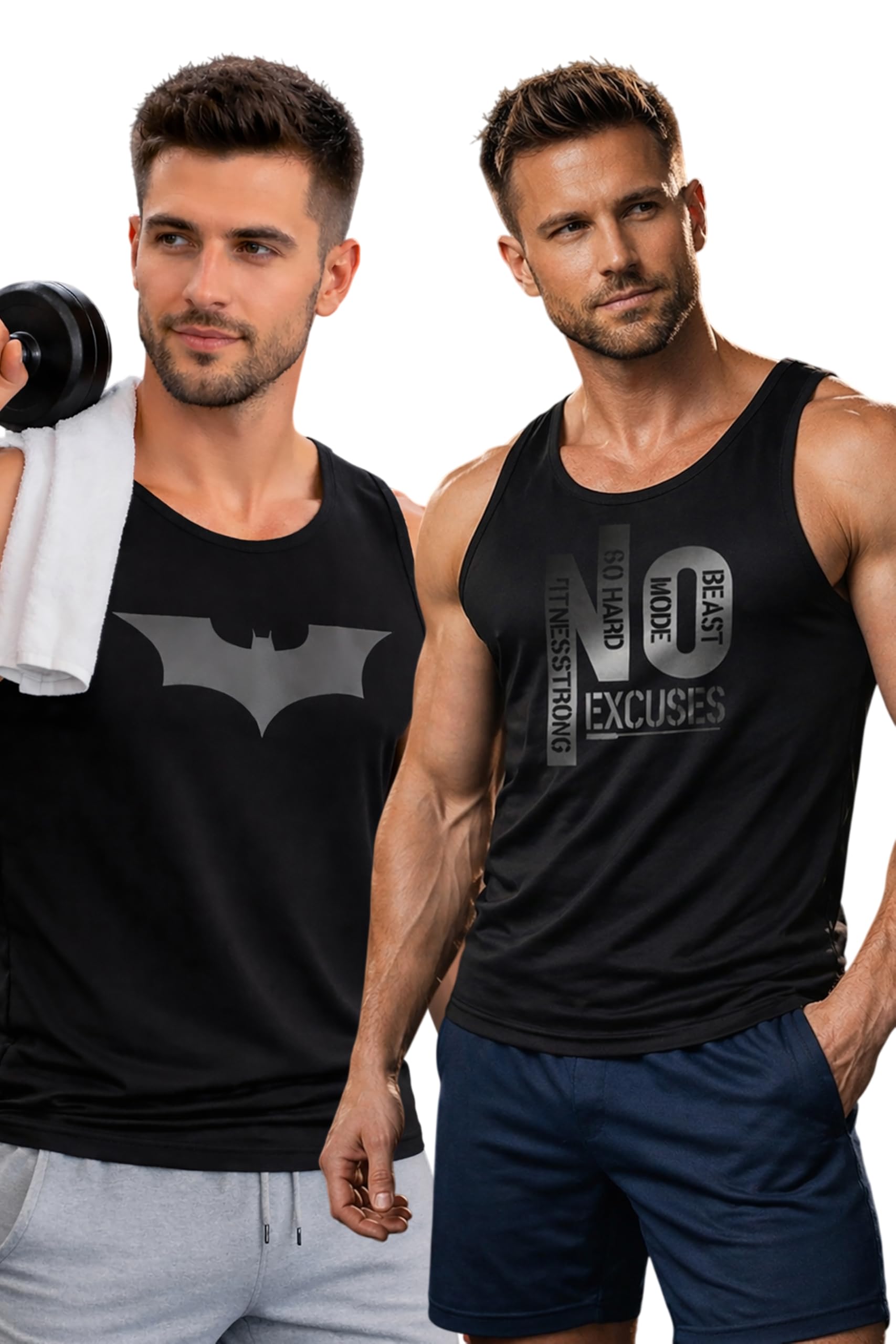 glito Polyester Letter Printed Vest for Men - Pack of 2 - Black | Round Neck | Sleeveless | Regular Fit | Summer & Gym Wear Tank Top for Men-picture-50