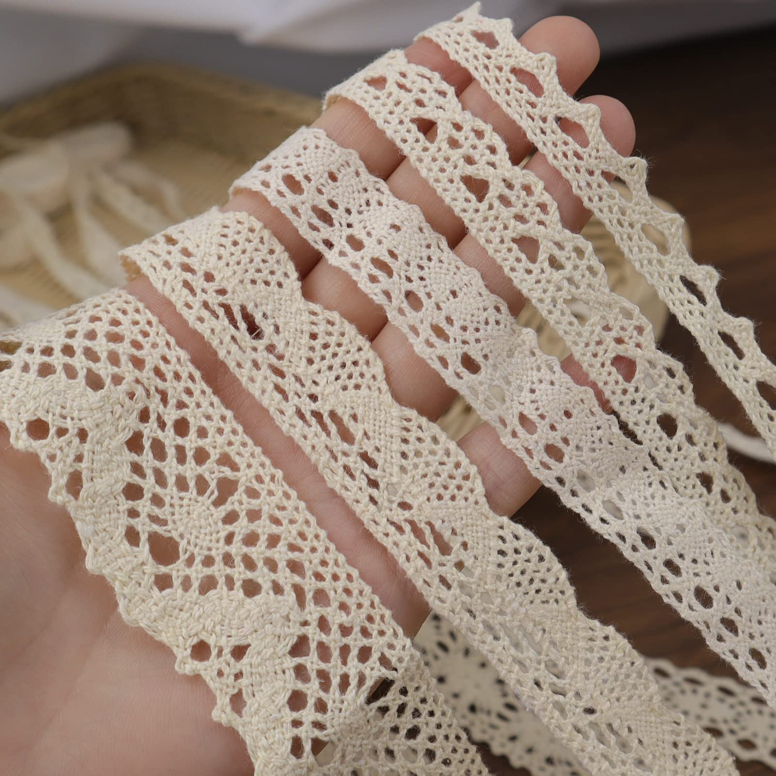 10 Yards Black Cotton Lace Trim - Scalloped Edge Vintage Lace Ribbon For Sewing, Wedding & Crafts