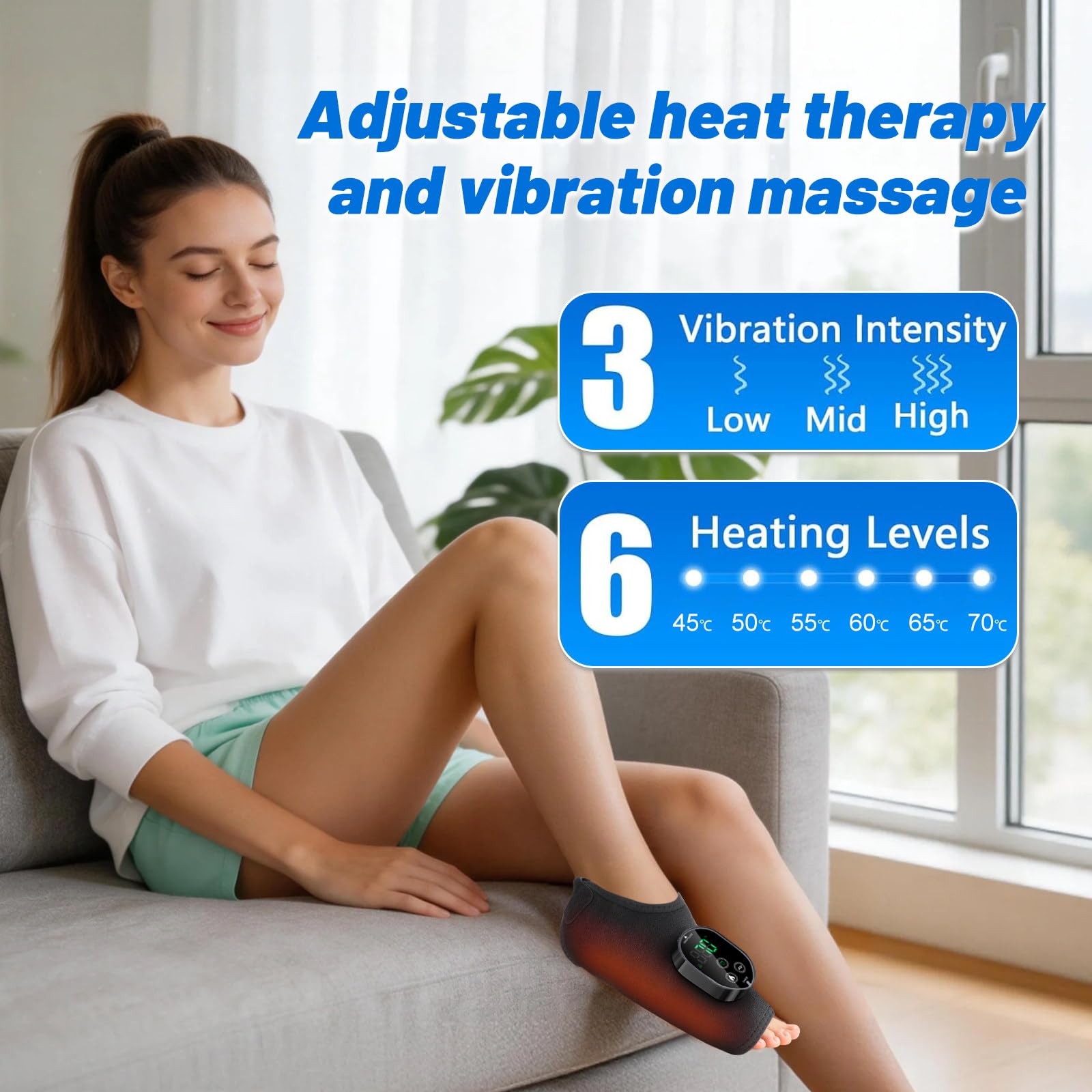 Masajeador De Pies Con Funciones De Vibración y Terapia De Calor | Foot Massager,Masajeador Piernas,Masajeador Portátil Inalámbrico Adecuado Para Múltiples Zonas Del Cuerpo
