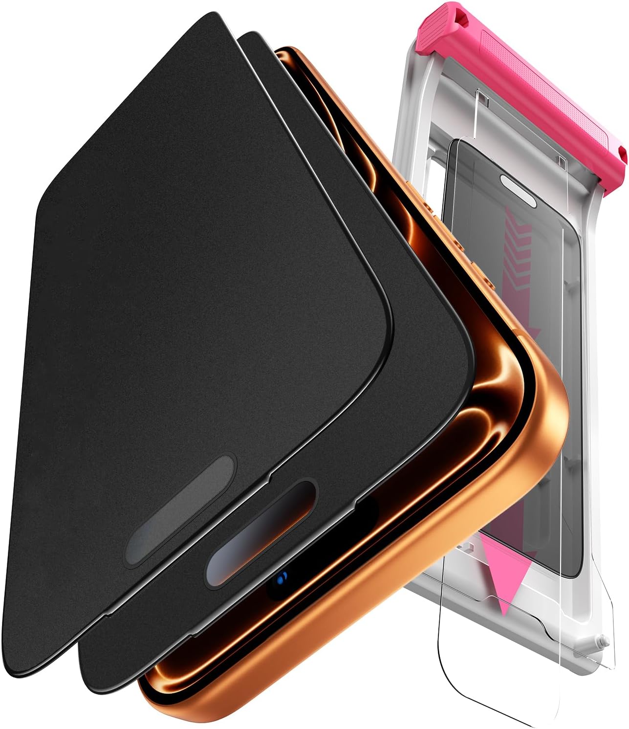 Hoerrye Matte Privacy Screen Protector 2 Pack for iPhone 17 Pro Max - 24° Anti Spy, Military-Grade 9H Hardness, Anti-Glare & Anti-Fingerprint With Auto Fit Box Zero Bubble, Smooth as Silk, Anti-Spy