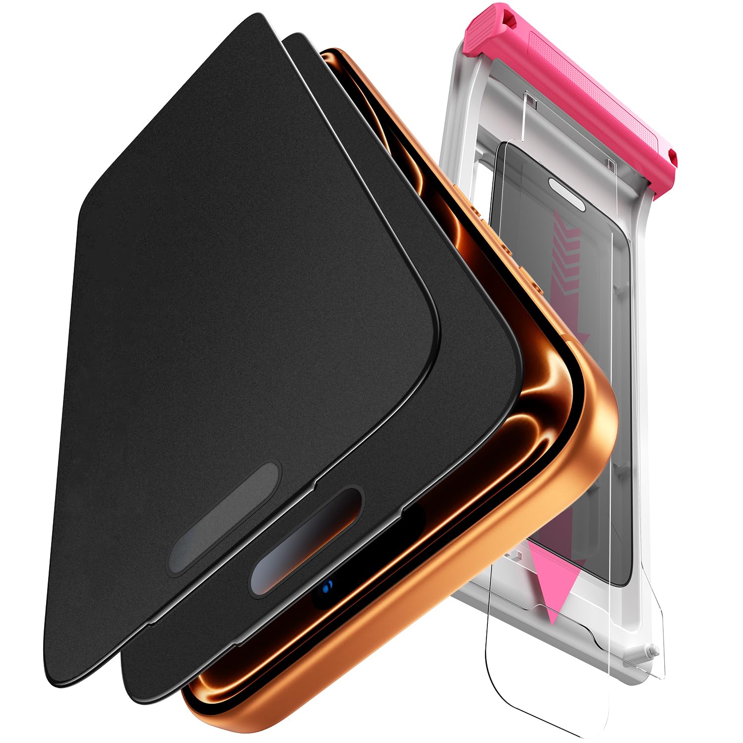 hoerrye matte privacy screen protector 2 pack for iphone 17 pro max - 24° anti spy, military-grade 9h hardness, anti-glare & anti-fingerprint with auto fit box zero bubble, smooth as silk, anti-spy