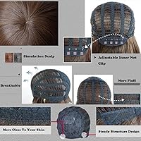 Vista 6 de Pelucas onduladas con flequillo para mujeres y niñas, cabello ondulado sintético