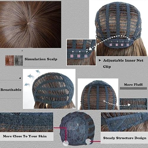 Miniatura 6 de Pelucas onduladas con flequillo para mujeres y niñas, cabello ondulado sintético