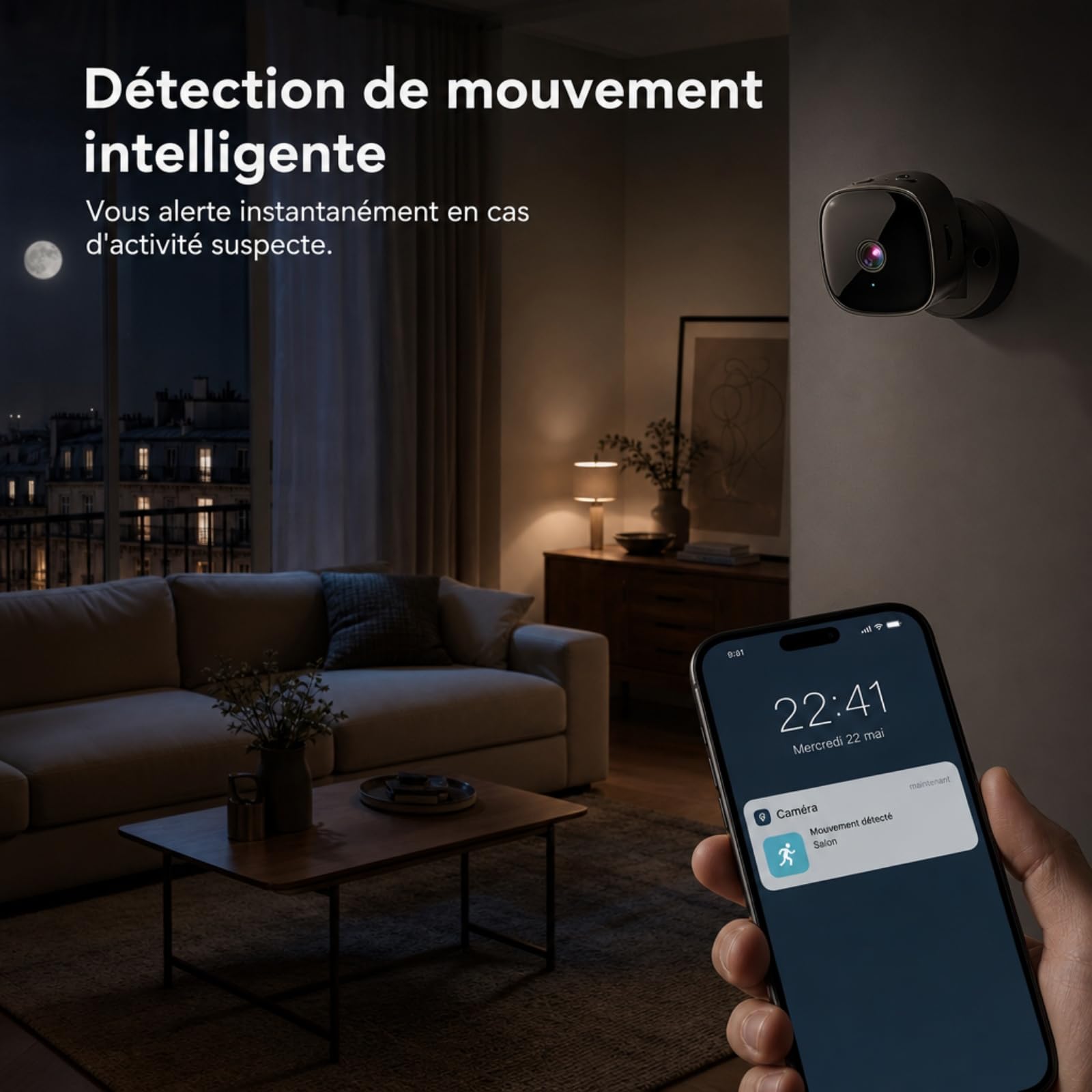 Générique Mini kamera bezpieczeństwa Wi-Fi, bezprzewodowy nadzór wewnętrzny 1080P