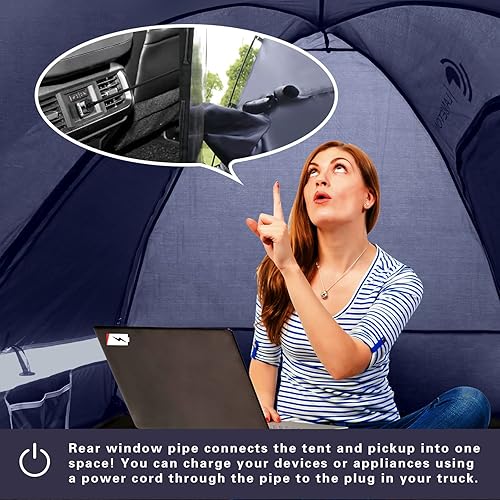 Miniatura 4 de Tienda de campaña para camioneta, ajuste 5.5-6, cama de camión de 6.5 pies, impermeable PU3000 poliéster Oxford de alta densidad, poste resistente