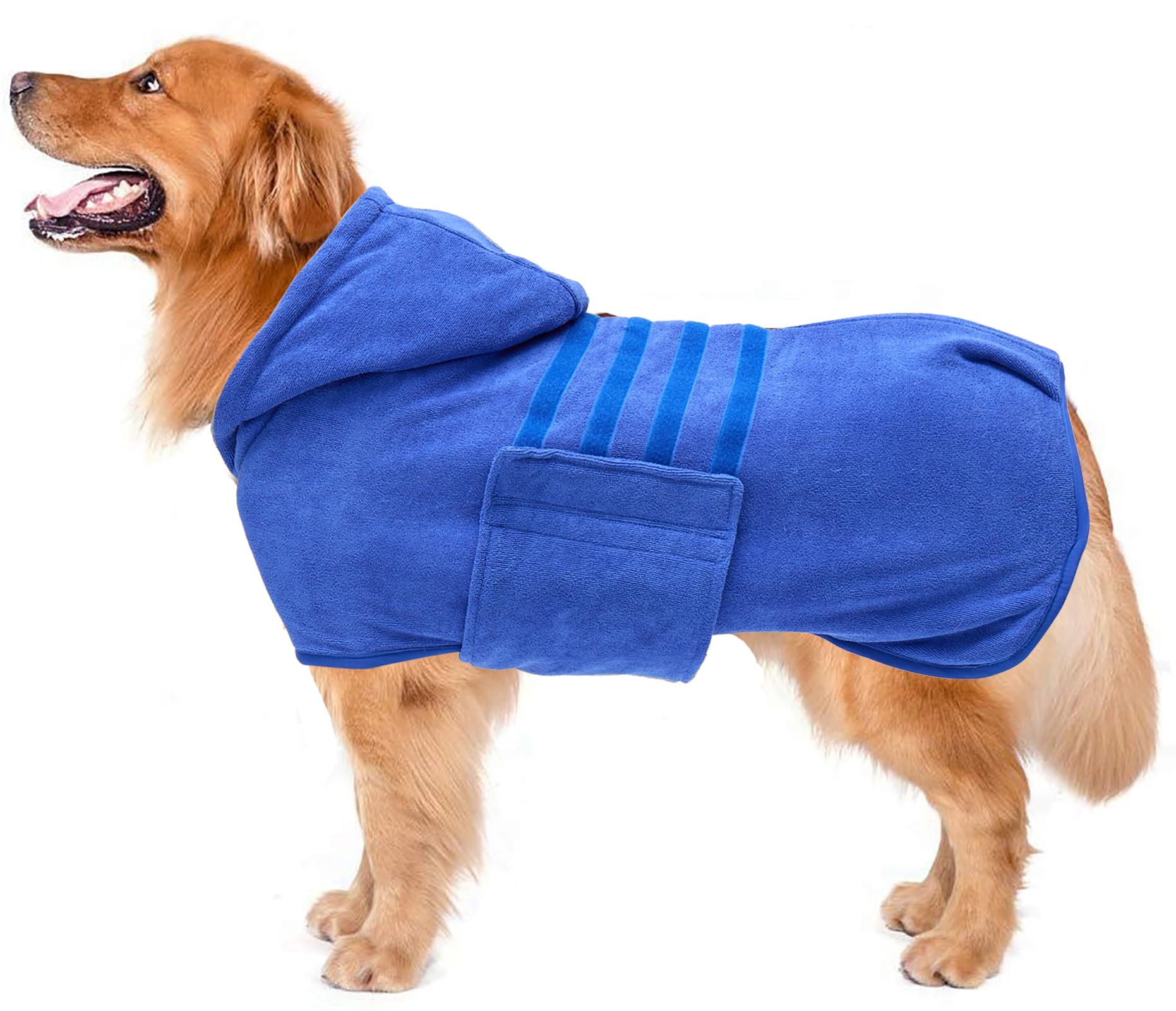 Geyecete Dog Drying Coats with Hood - Absorbent Robe Dry Fast Dog Towel - Microfibre Fast Drying Super Absorbent - Blue - S
