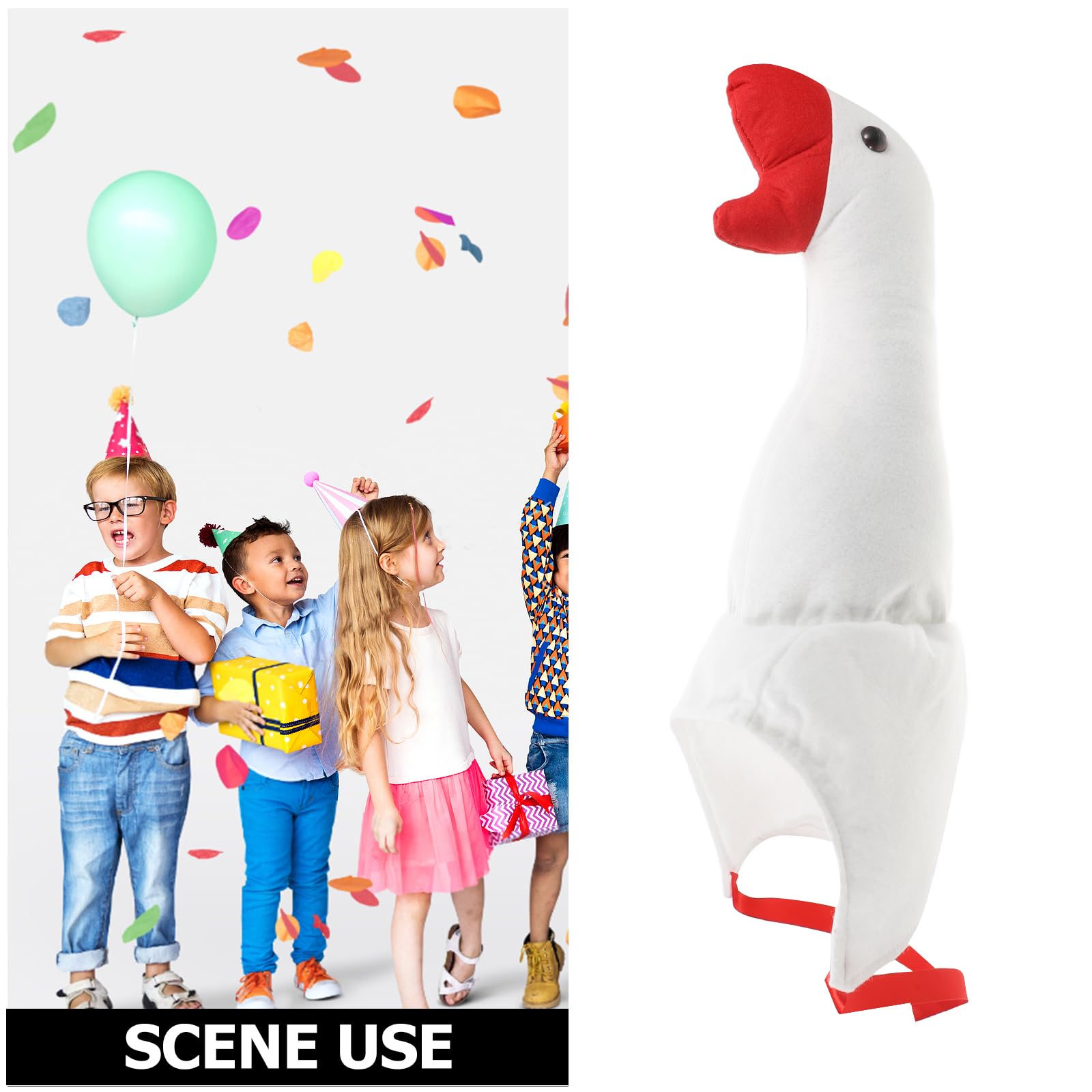 UKCOCO Funny Goose Hat Adjustable Plush Headband Hat for Costume Parties and Cosplay Photo Props Animal Dress up Accessories for Kids and Adults - Image 4
