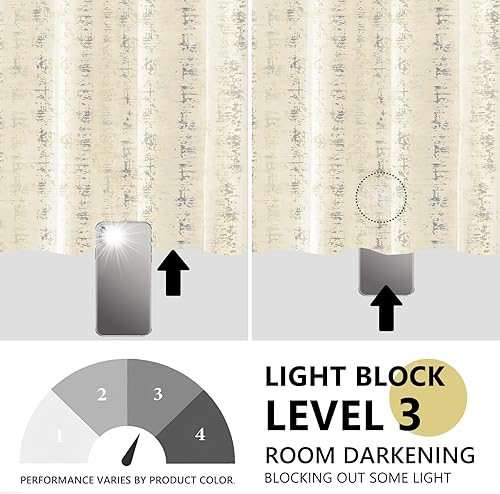 Miniatura 5 de Tititex Cortinas opacas de terciopelo crema de lujo de 84 pulgadas de largo, 2 paneles para dormitorio, cortinas térmicas con ojales, estampado de