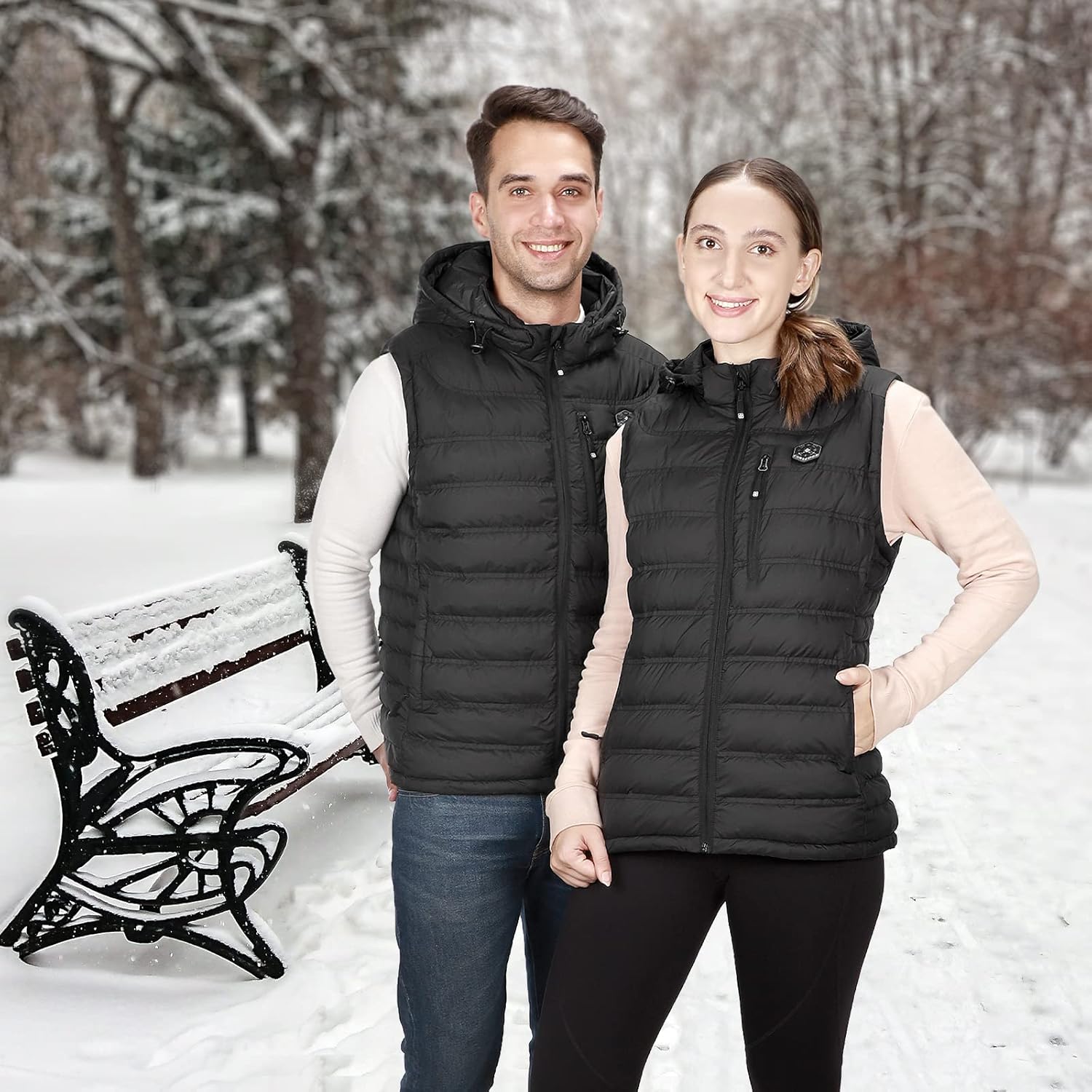 Heated Vest for Women with Detachable Heated Hood, Smart Electric Vest Rechargeable 4 in 1 Smart Controller Black - Image 8