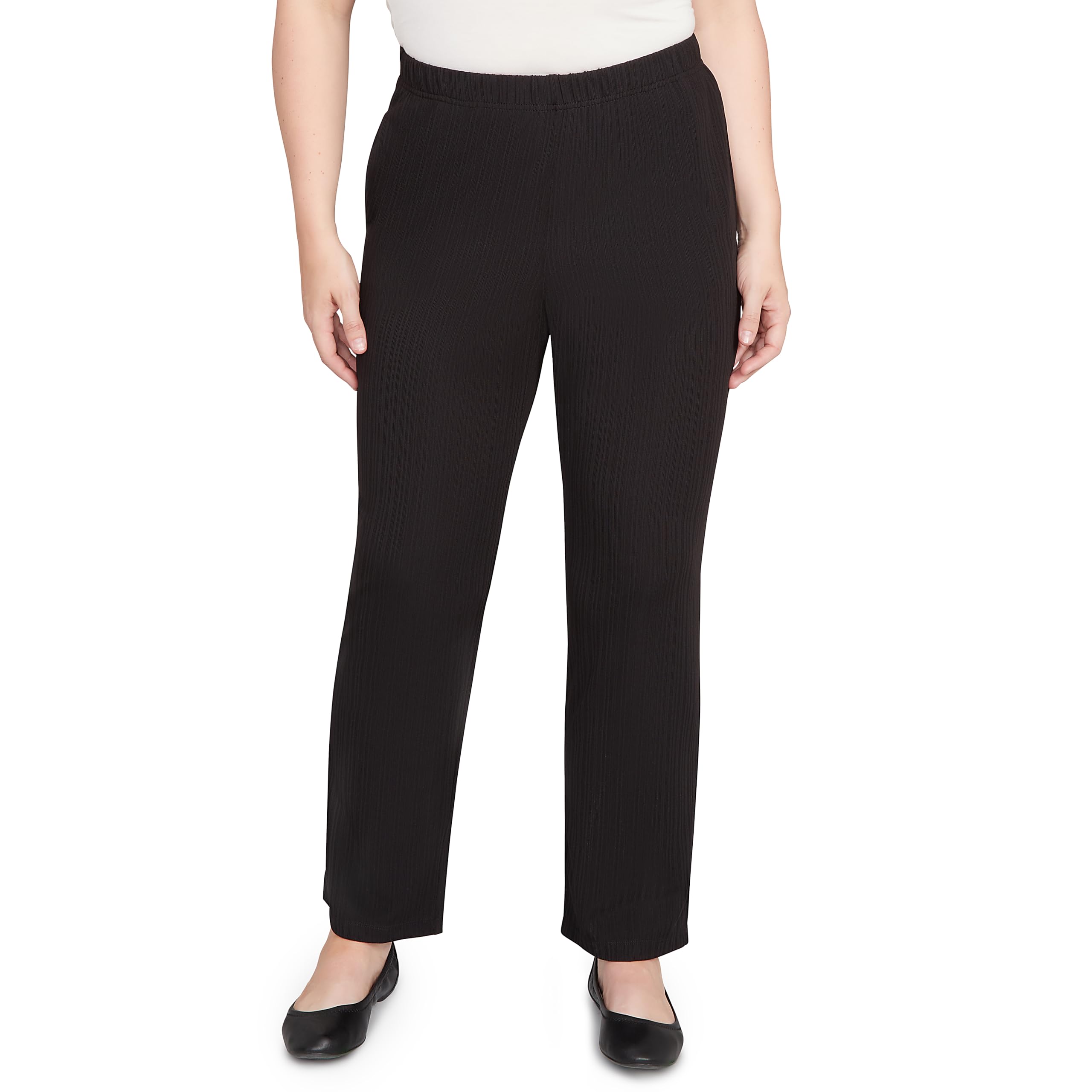 Alfred Dunner Ribbed Knit Short Length Pant