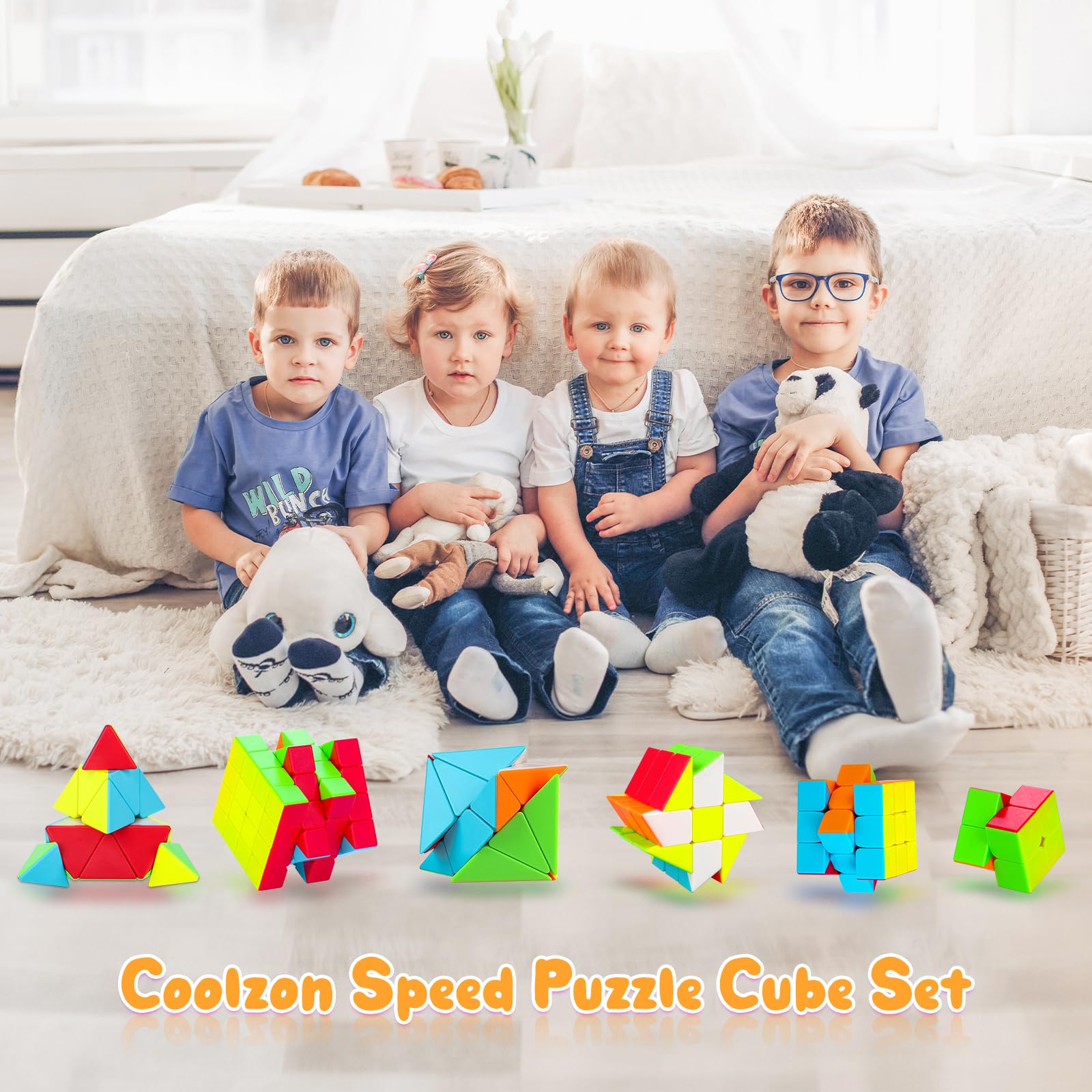 Coolzon Speed Puzzle Cube Set, Set di Cubo Magico 2x2 3x3 4x4 Pyraminx Fenghuolun, Axis Skewb Magic Puzzle Cube Regali per Bambini Adulti, 6 Packs