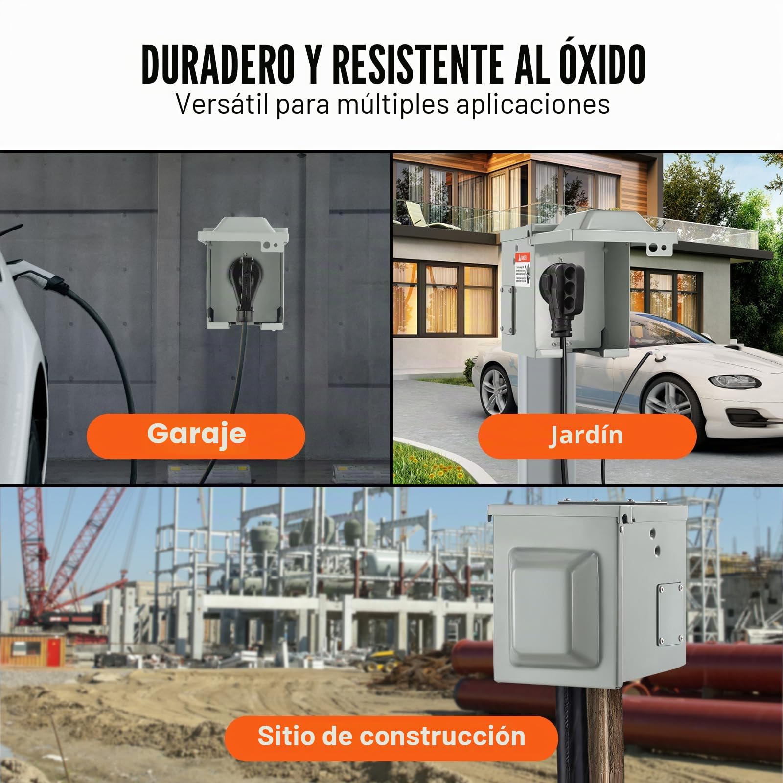 VEVOR Caja de toma de corriente para RV de 50 A, 125/250V, caja de receptáculo para RV cerrada con cerradura para exteriores, panel eléctrico resistente a la intemperie NEMA 14-50R, para autocaravana