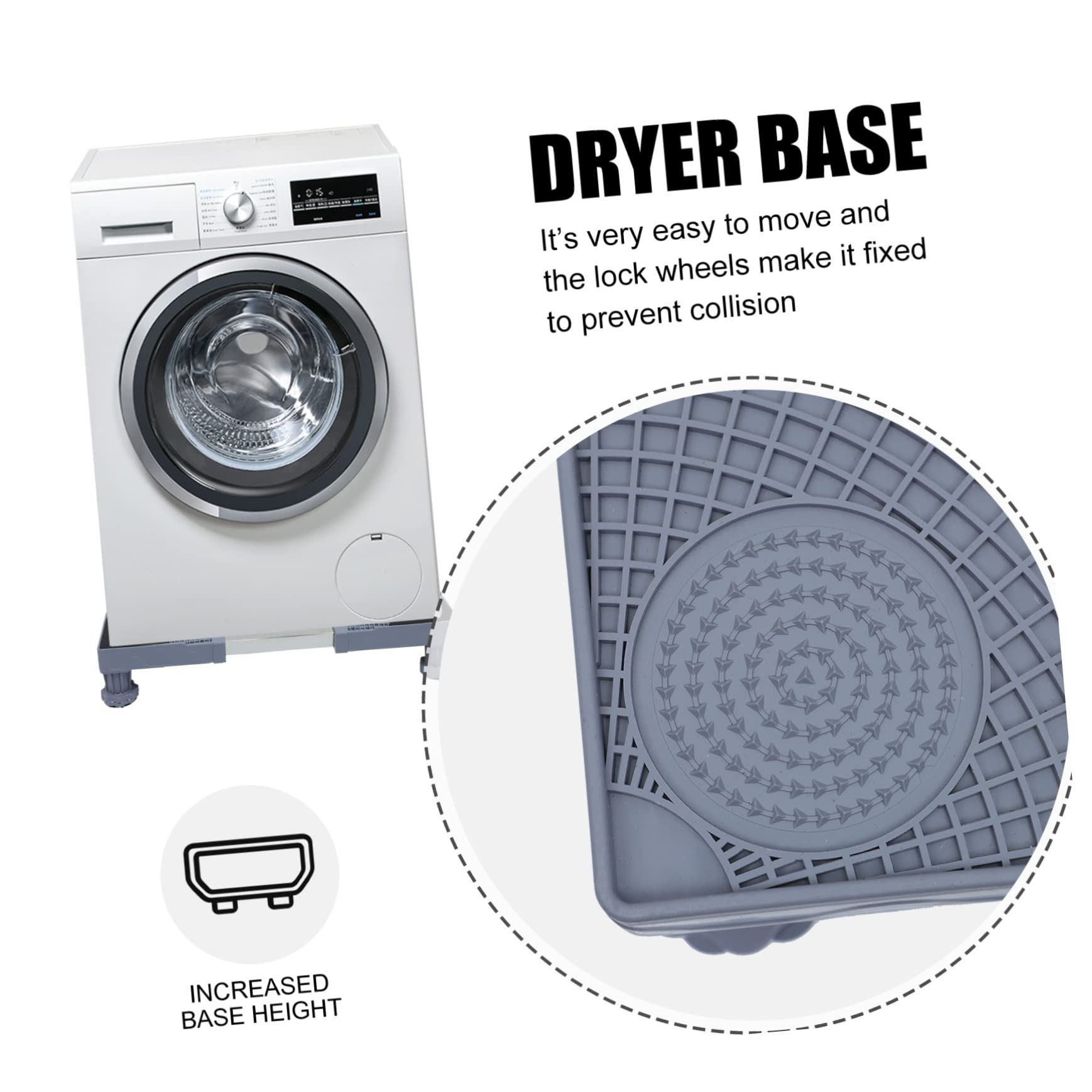 Base de Lavadora Móvil Ajustable de Plástico 4 Pies Resistentes | Ruedas Giratorias con Bloqueo 360°, para Muebles y Secadora, Desmontable y Estable