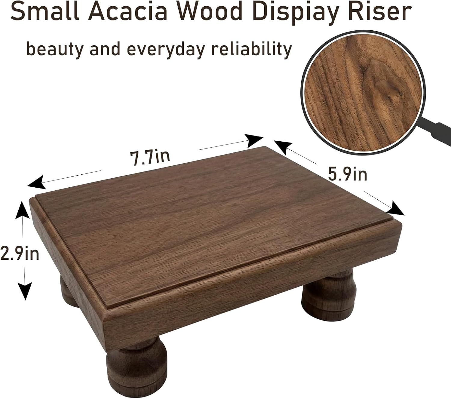 Small Acacia Wood Display Riser,Wooden Riser for Kitchen Counter-Farmhouse