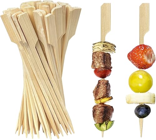 Miniatura 7 de CompoBambu 200 pinchos de bambú para fiestas, palillos de cóctel de 4.7 pulgadas para frutas, palillos de dientes para aperitivos, palillos de