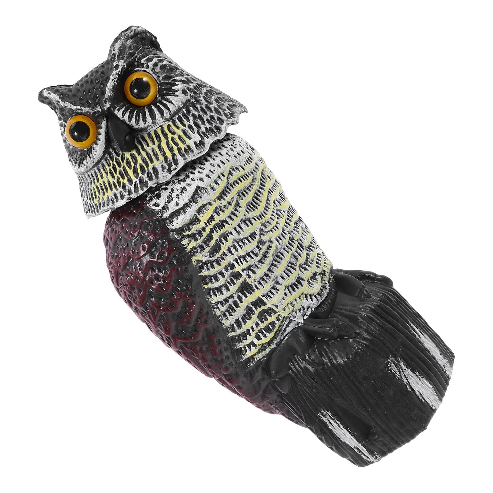 Búho espantapájaros para evitar daños de aves en plantas utilizando fijación de tres clavos