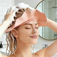 Vista 6 de Gorro de champú ajustable, impermeable, suave, sin BPA, para cabeza, oídos, elástico, para lavado de cabello, protección suave para ojos y oídos