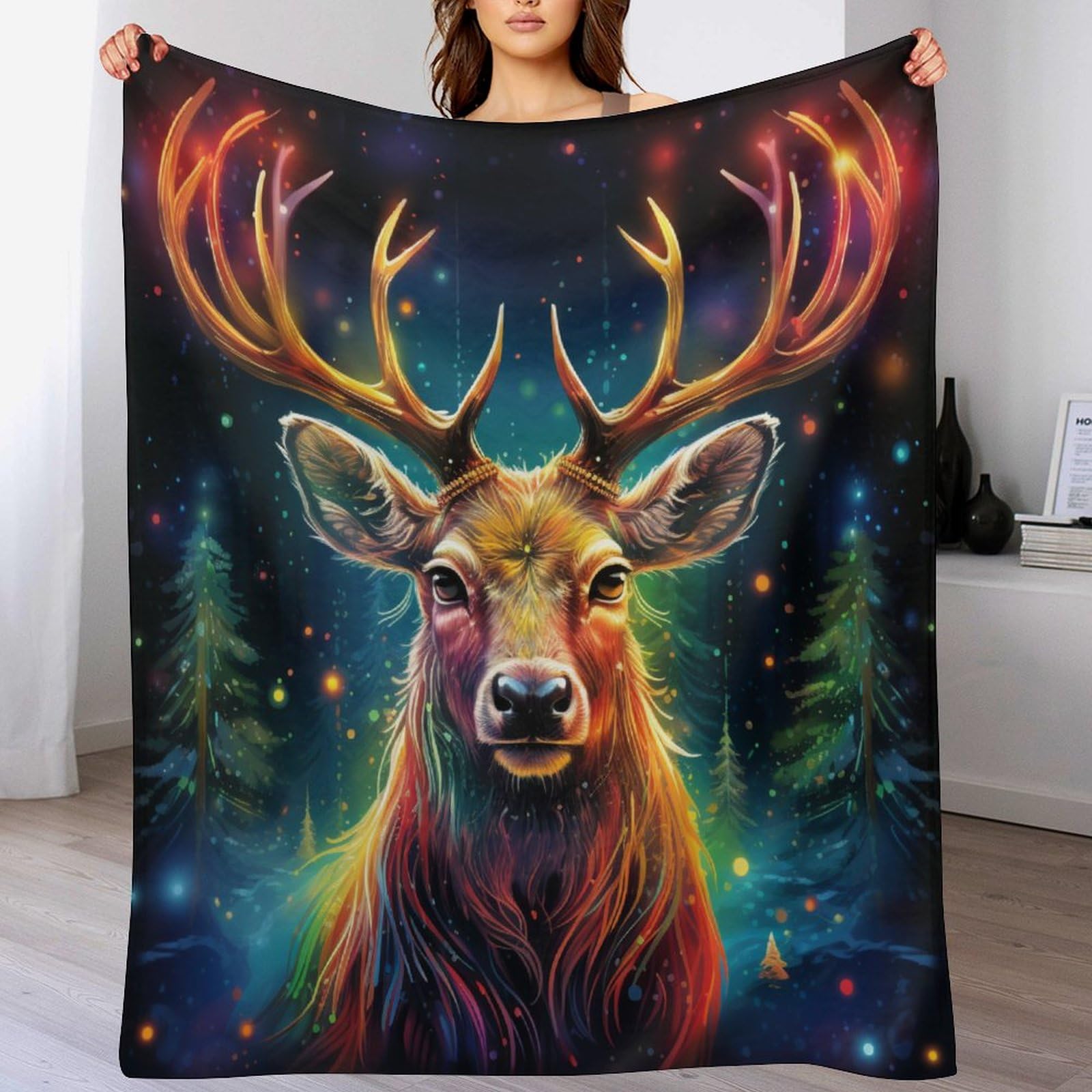 Couverture polaire cerf pour vos soirées cocooning sur le canapé