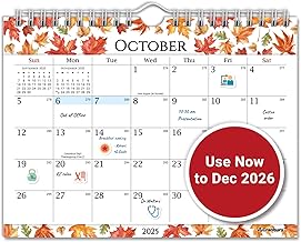 CRANBURY 8x6" Small Wall Calendar 2025-2026, Hanging Small Calendar, Colorful Seasonal Monthly Designs, Use on Wall, Desk or Fridge, Use Now to Dec 2026, Includes Planner Stickers