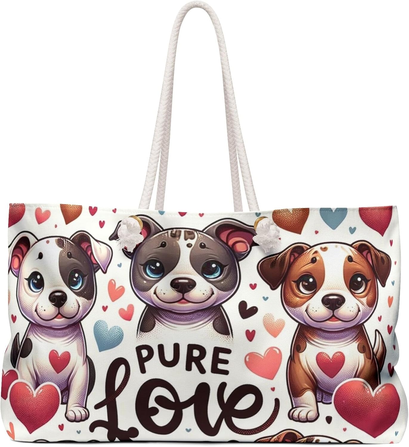 Puppy Love Purse Tote Bag for Dog Lovers Cute Puppy Print Travel Backpack with