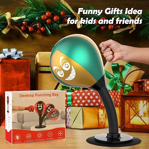 Miniatura 7 de HZG Saco de boxeo de escritorio, antiestrés con ventosa para mesa de oficina y mostradores, pelota de alivio de estrés resistente, pelota de boxeo