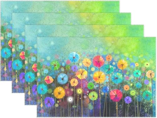 Estacional Naturaleza Verano Otoño Invierno Flores Primavera Manteles Individuales para Mesa de Comedor Resistente al Calor Decoración de Mesa de