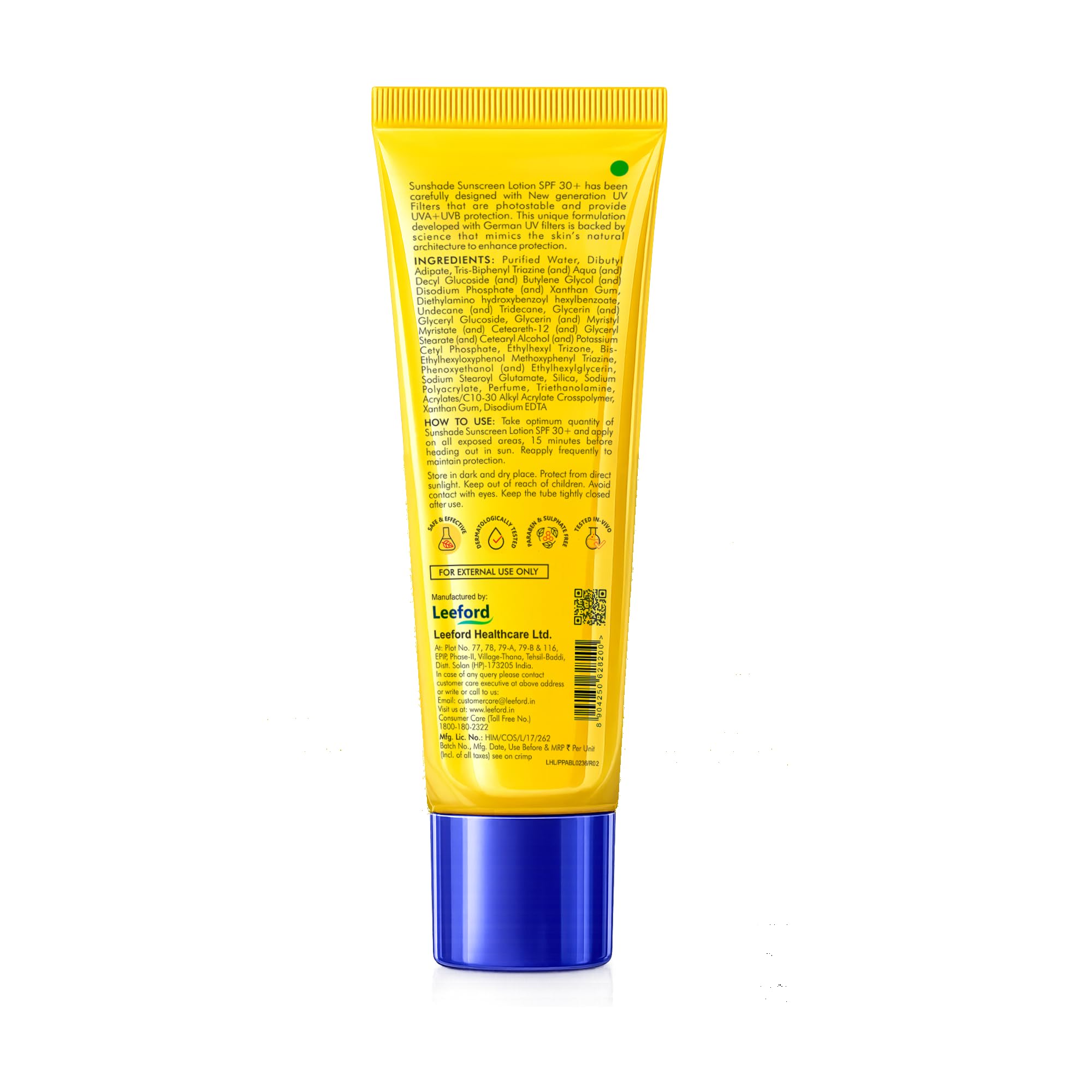Leeford SunShade - Loción solar SPF 30 PA+++ ultraligera, no grasosa, sin yeso blanco para hombres y mujeres, para cara y cuerpo, resistente al agua, para todo tipo de piel, 50 (paquete de 3)