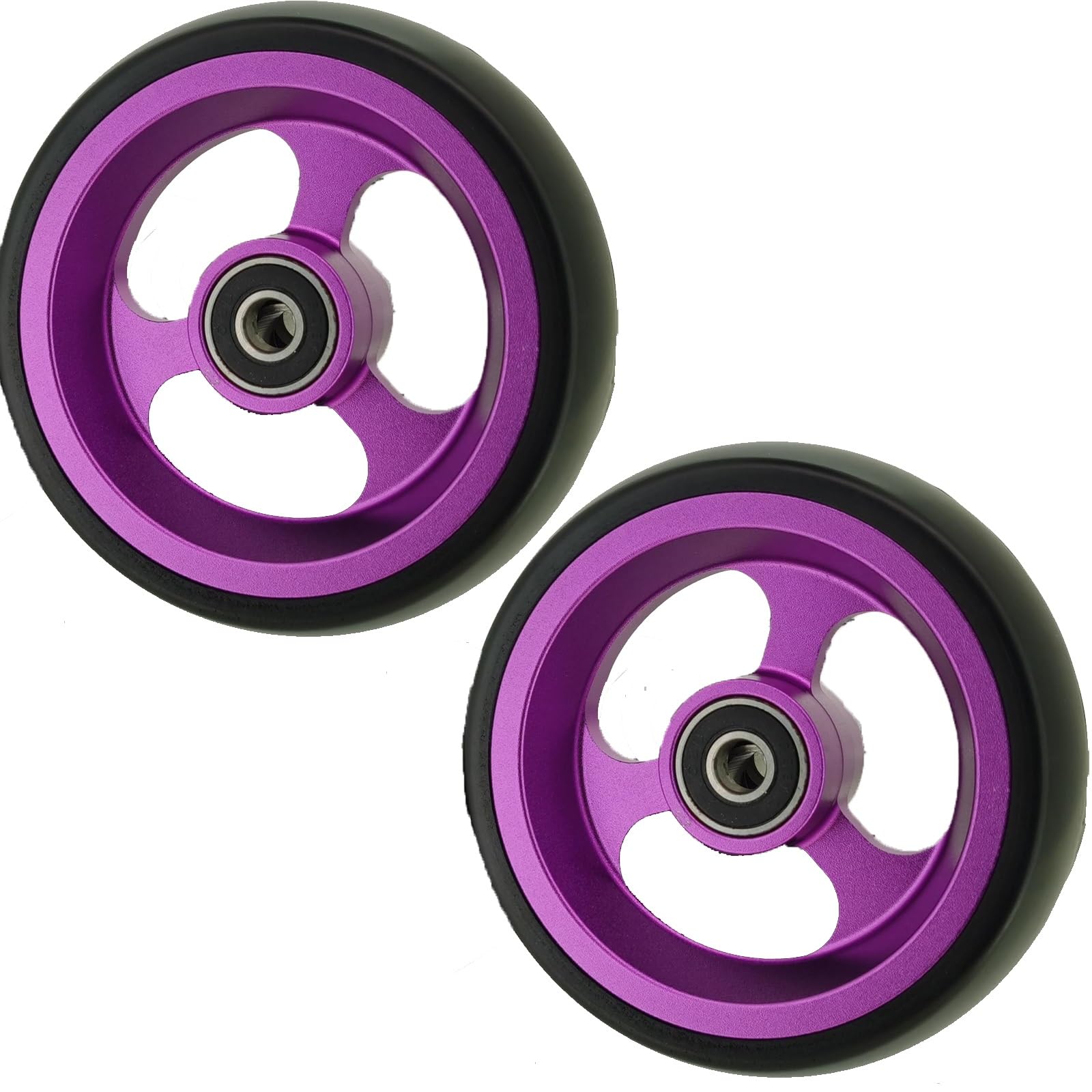 Jhtvgiuz Purple 5 Inch Wheelchair Front Wheels, Solid Wheel Replacement For Wheelchairs, Wheelchair Caster, 5/16" (8 Mm) Pu Wheels, For Wheelchairs, Rollators, Standard Wheelchairs(,2Pcs_12.5cm/5In)