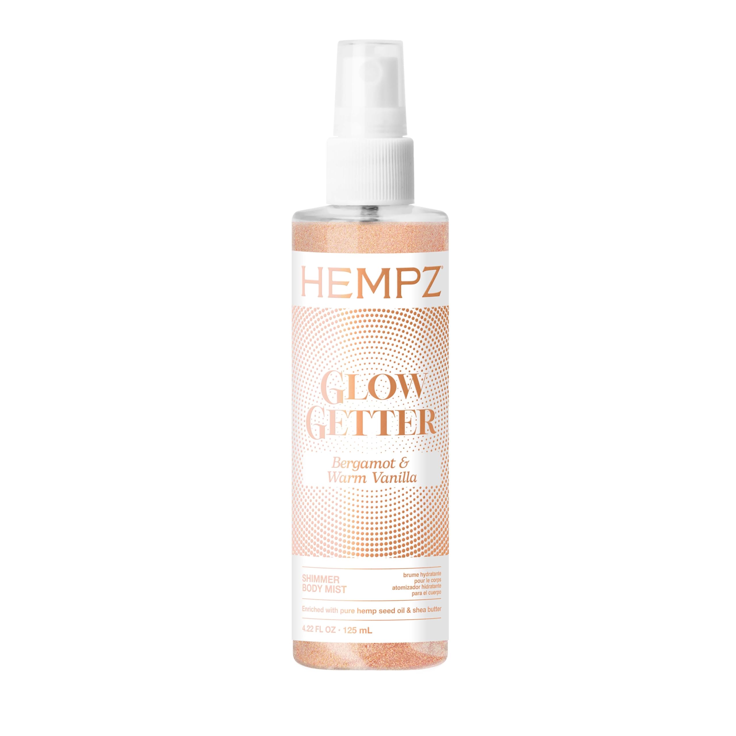 Hempz NEW Glow Getter Hydrating Body Mist, Perfume Shimmer Spray with sparkle 4.22 oz.