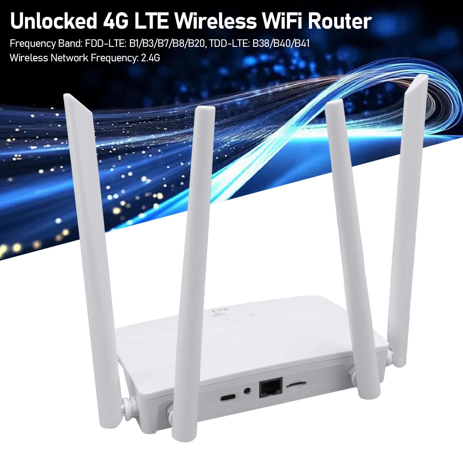 Router WiFi Sbloccato, Modem Router 4G LTE con Slot per Scheda SIM e 4 Antenne 5dBi, Modem Router WiFi 300Mbps per Telefono Tablet Laptop (Spina europea)