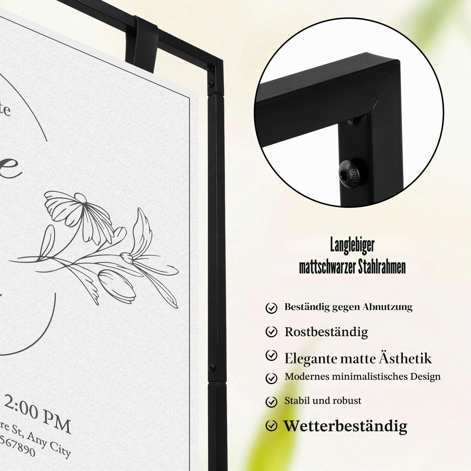 Hochzeitsschild Halter, 123 x 73 x 53cm Hochzeits Willkommensschild Halter, Staffelei Ständer für Poster, Künstler Leinwand Malerei Display aus Metall für Poster, Sitzplan, Reception and Decor