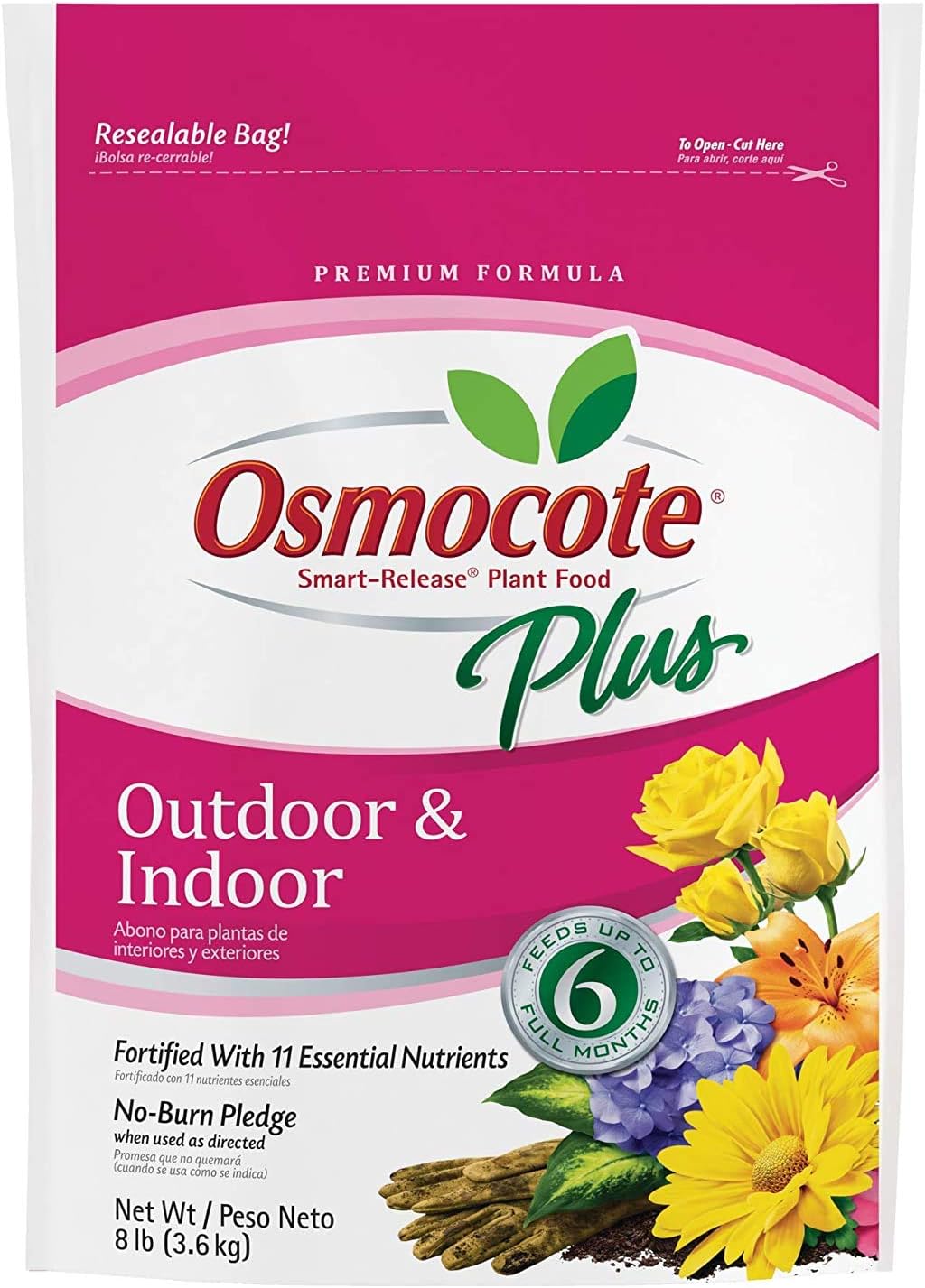 Smart-Release Plant Food Plus Outdoor and Indoor, For Most Plant Types, In-Ground and Container Plants, Contains 11 Essential Nutrients, 8 lb.