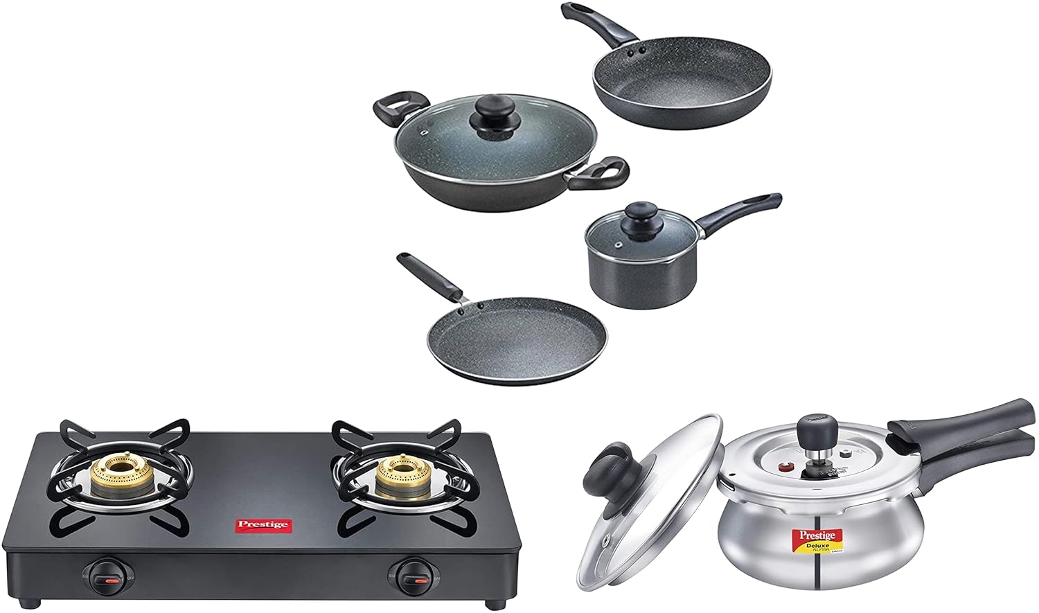 Buy Prestige Omega Granite, 4Pieces&Prestige IRIS LPG Gas Stove, 2