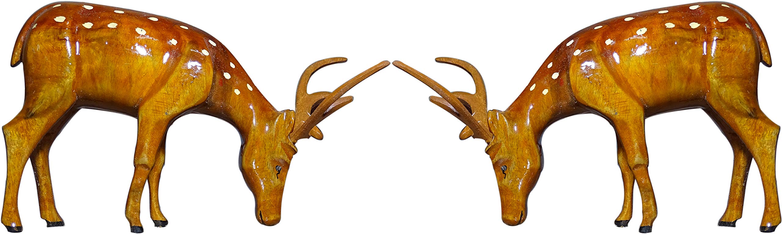 Deer Full Figure (23cm Pack of 2) Wooden handicrafts Home Décor Showpiece for Living Room Bedroom and Table Decor- Gifts Items