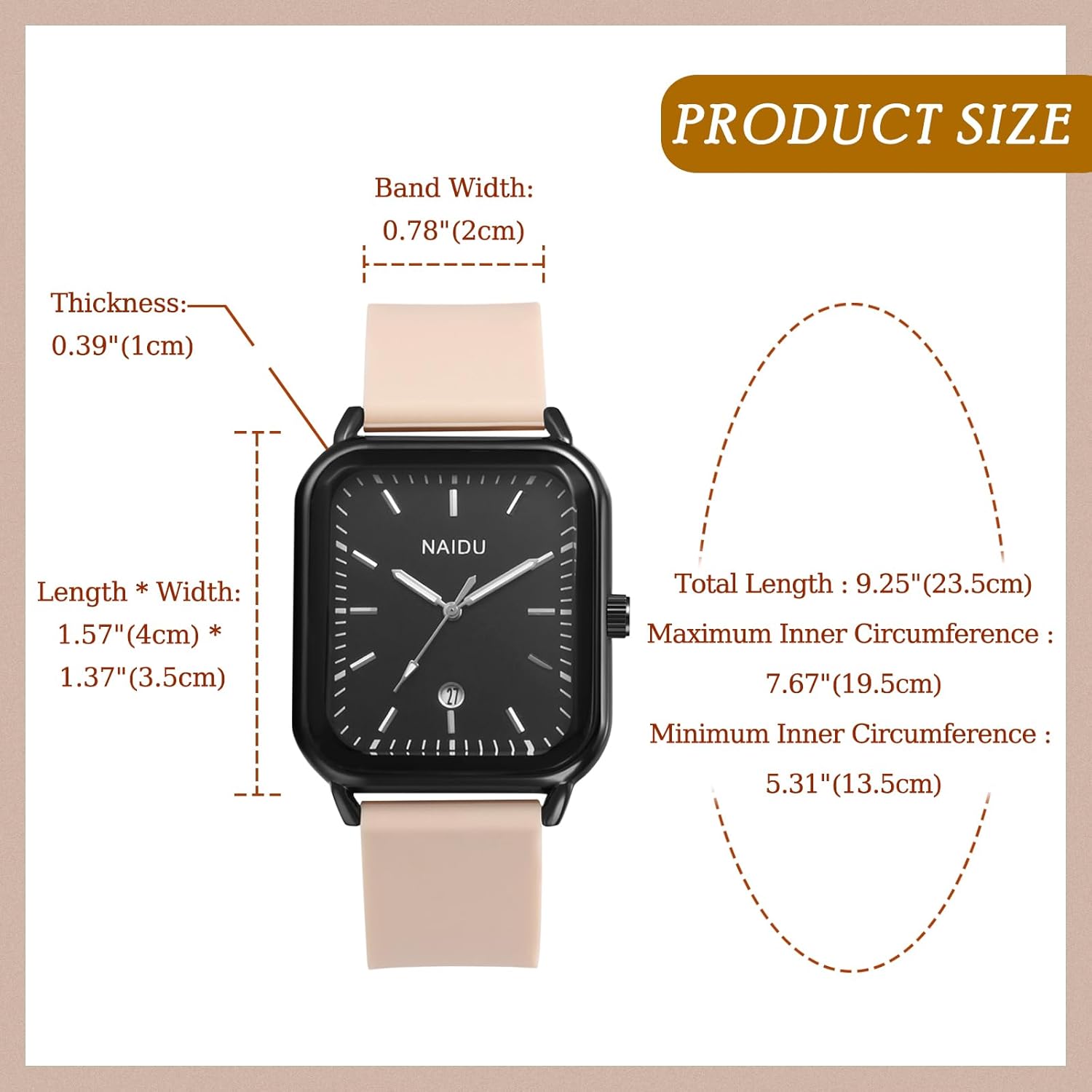 Avaner Silicone Strap Square Watches: Analog Quartz Soft Band Elegant Wrist Watches for Men and Women - Image 6