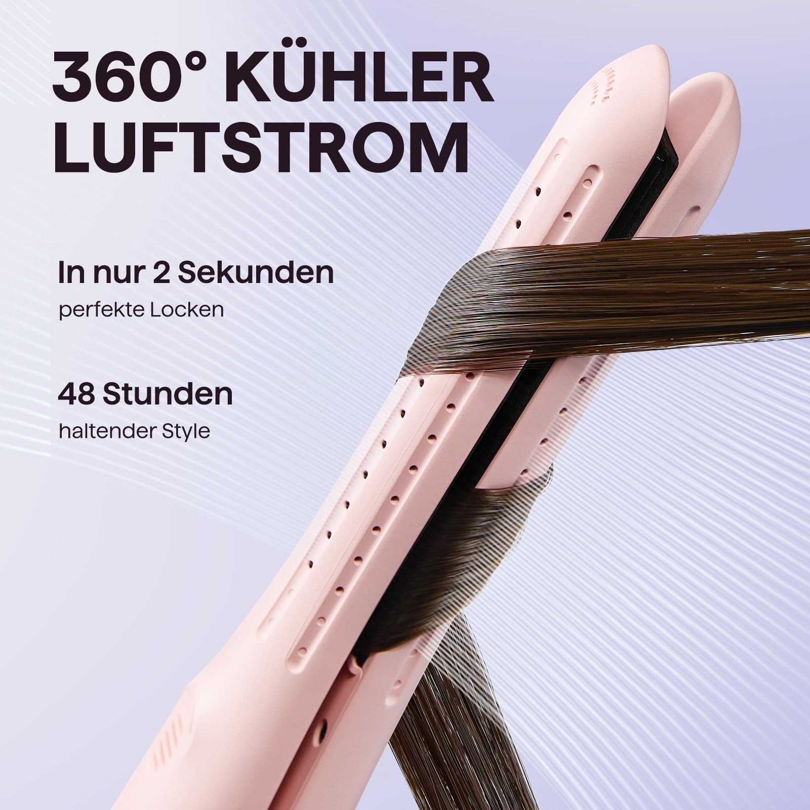 Wavytalk Cool Curl Pencil Lisseur Cheveux, Boucleur à Cheveux et Mini Lisseur Cheveux Court 3 en 1 avec air froid 360°, pour frange, racines et boucles