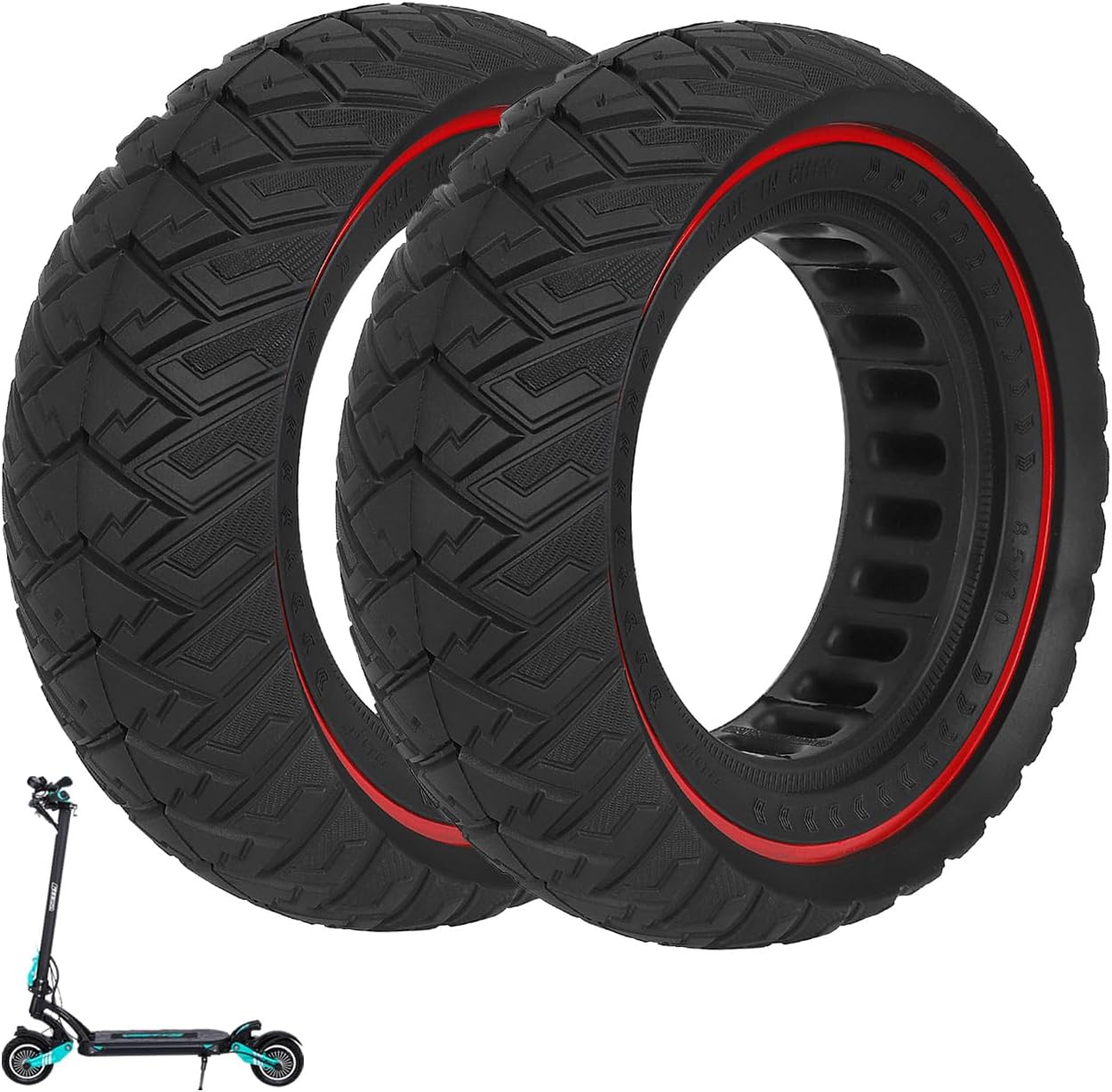 Prodrocam 8.5 x 3 Solid Tires for Kugoo G2 Pro Electric Scooter, 8 1/2 x 3 Full Wheel Replacement 8.5 Inch Tire for Kugoo X1 Zero 8/9 VSETT 8/9/9+ (Red-2)