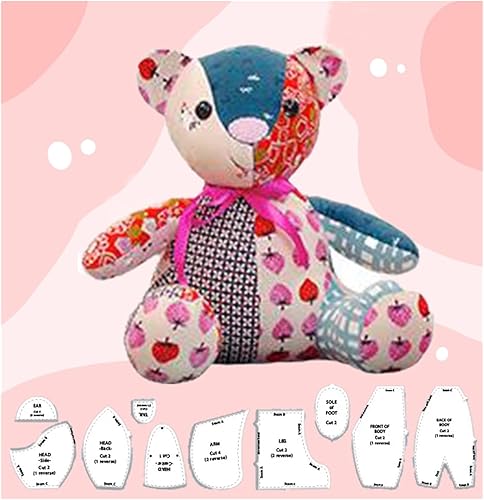 Miniatura 1 de Juego de 10 reglas de plantilla de oso de memoria con instrucciones (idioma español no garantizado)  Plantilla de patrones de costura de oso de