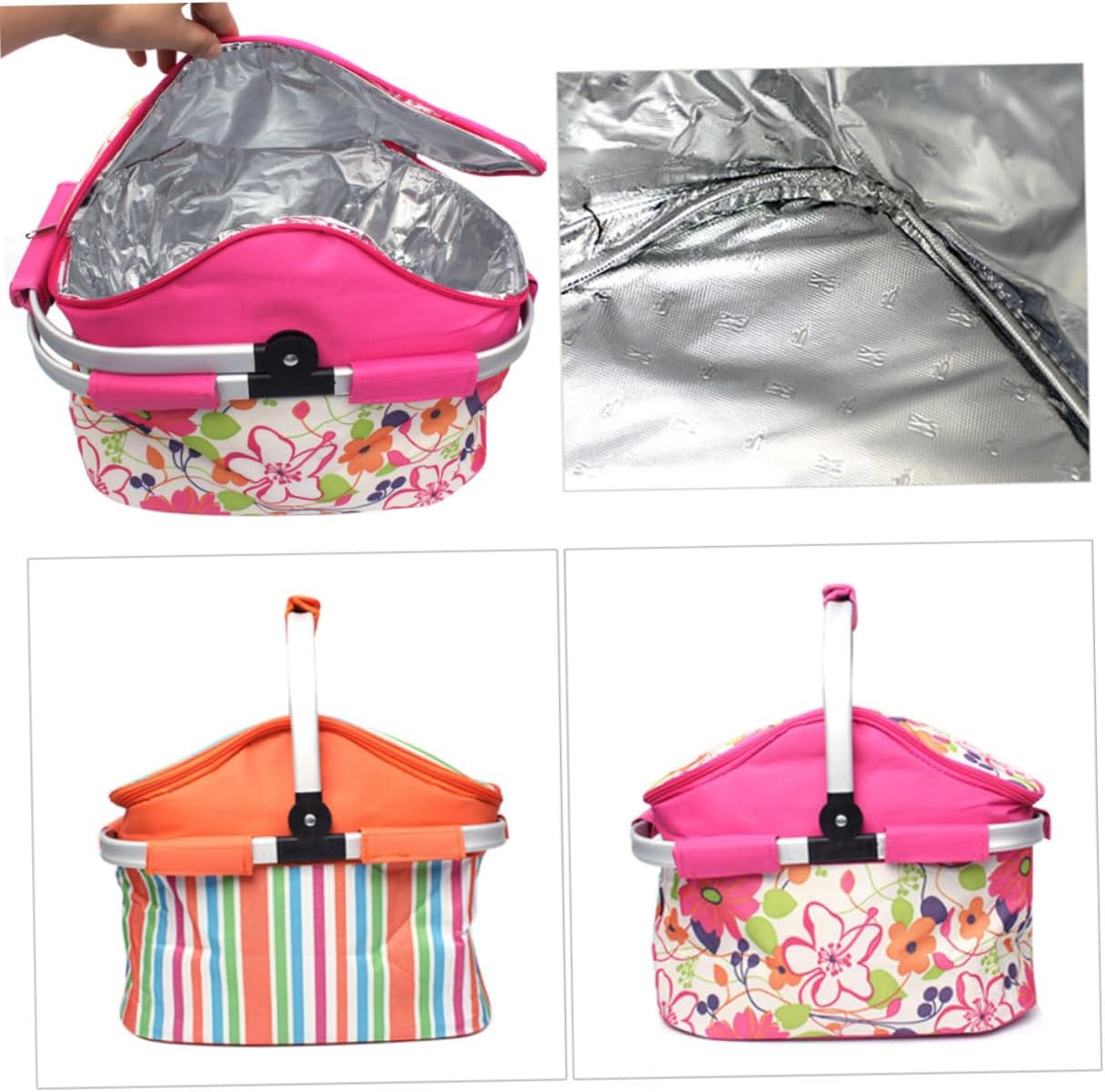 SUPVOX Picnic Basket Insulated Bag Portable Tote for BBQ Lunch Snacks Large Capacity