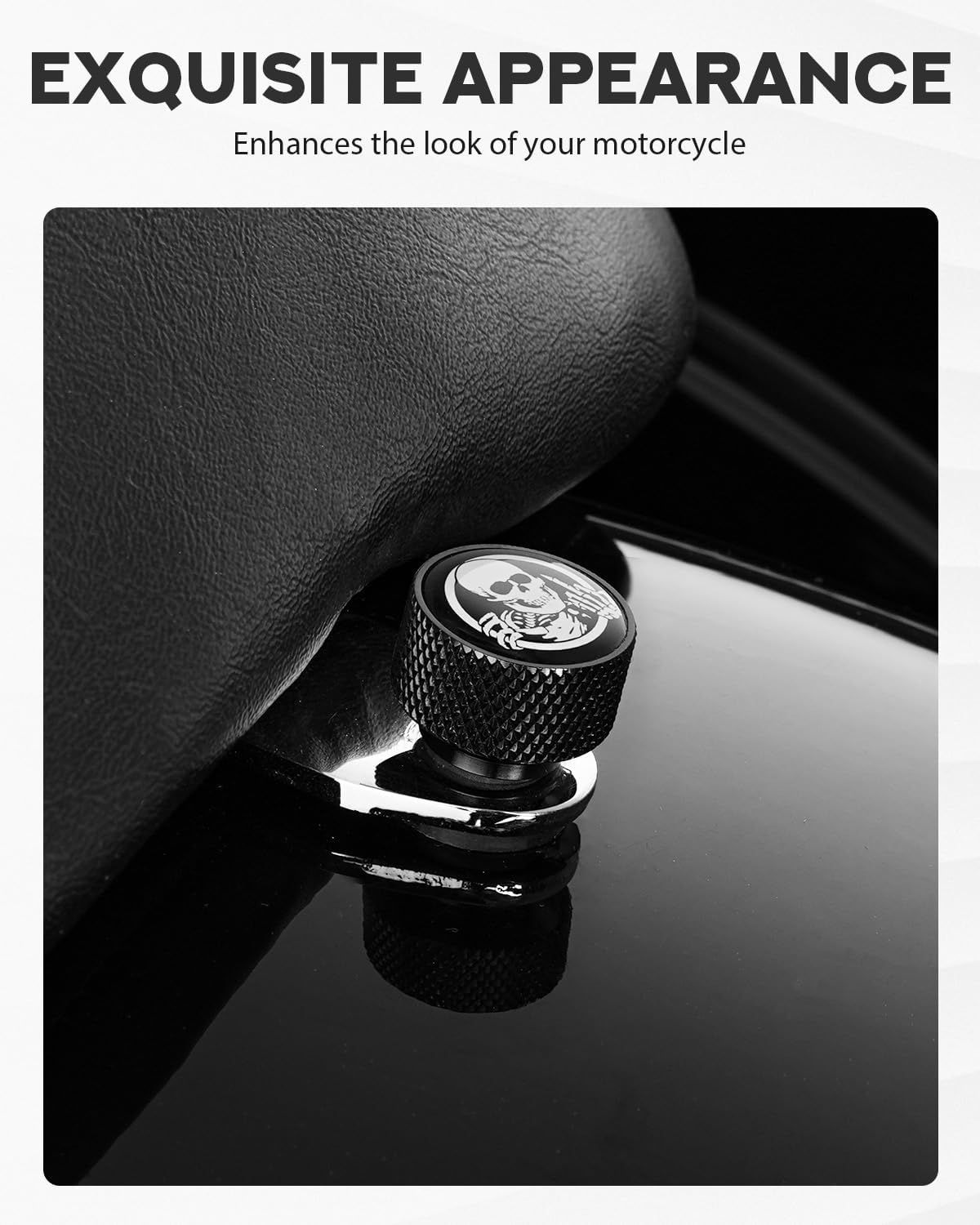 PBYMT Stainless Steel Seat Bolt Fender Rear Screw Skull Pattern 1/4"-20 Thread Compatible with Harley Davidson 1997-2026 Touring XG XL Dyna Softail Sportster CVO Fatbob Black