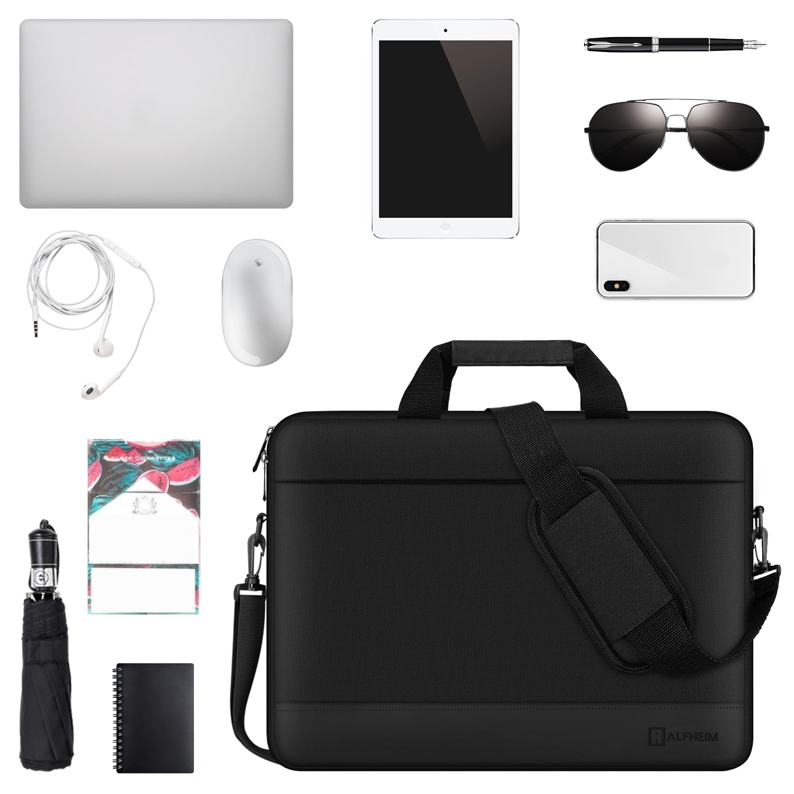 Alfheim 17-17,3 pouces Sacoche pour Ordinateur Portable Épaule, Léger Imperméable pour Affaires/Travail Ultrabook Bandoulière Housse, Compatible avec 17/17,3 pouces Lenovo HP Dell Acer ASUS