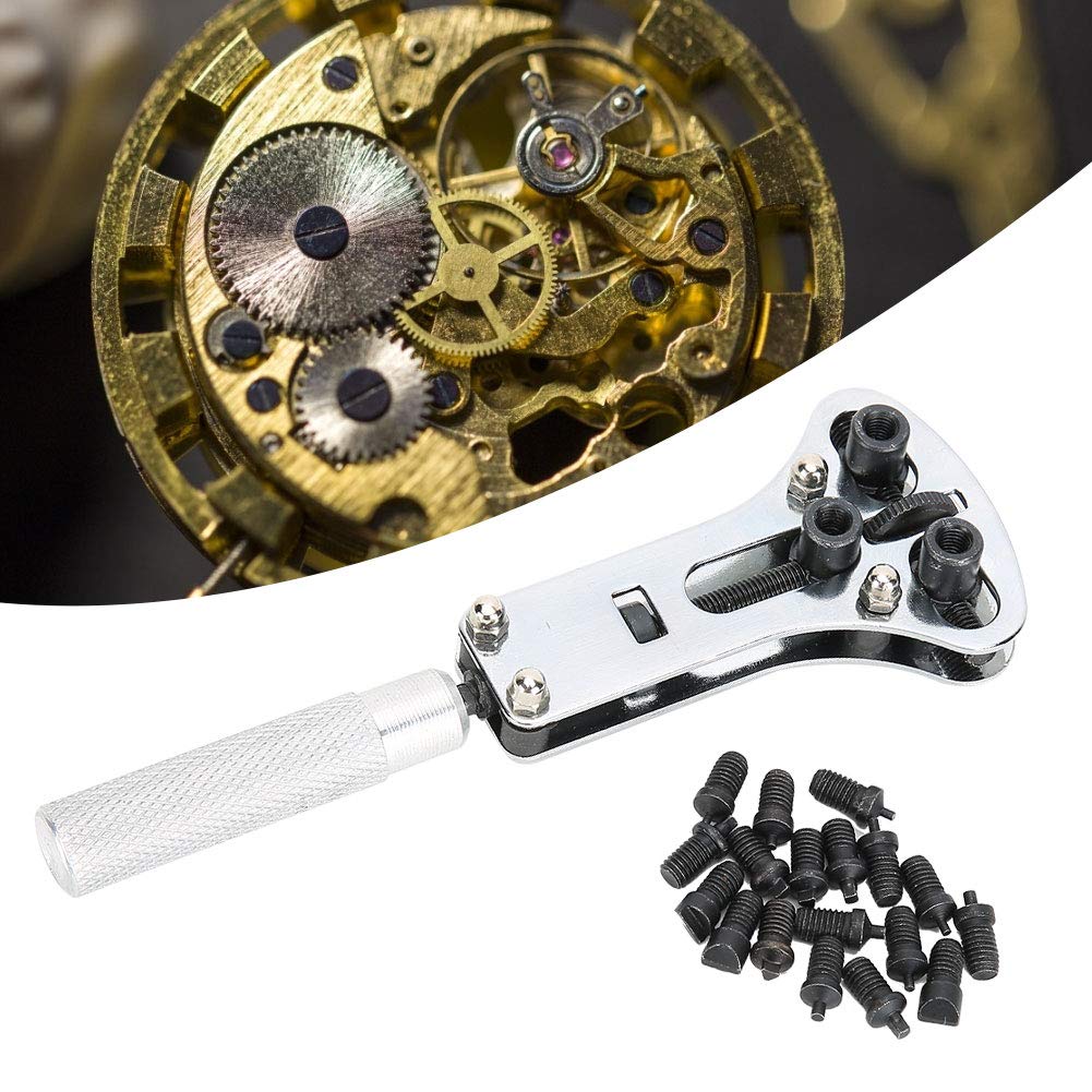 Kit de herramientas y equipo de reparación de relojes ajustables sin óxido, llave duradera para abrir la parte posterior del reloj, caja trasera atornillada que reemplaza las baterías para reparació