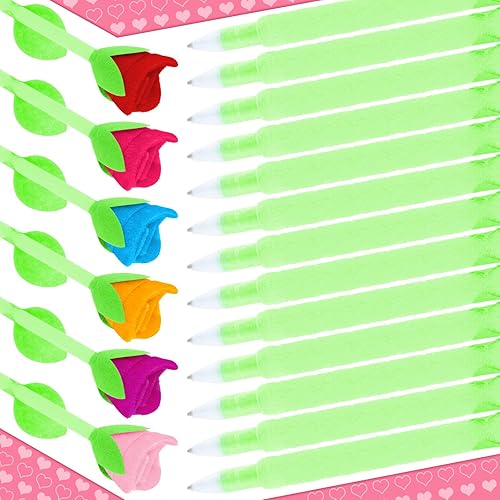 Miniatura 3 de 24 bolígrafos de peluche con flores de rosas bolígrafos de rosas confiables bolígrafos de ramo de peluche surtidos de flores de rosas suministros de