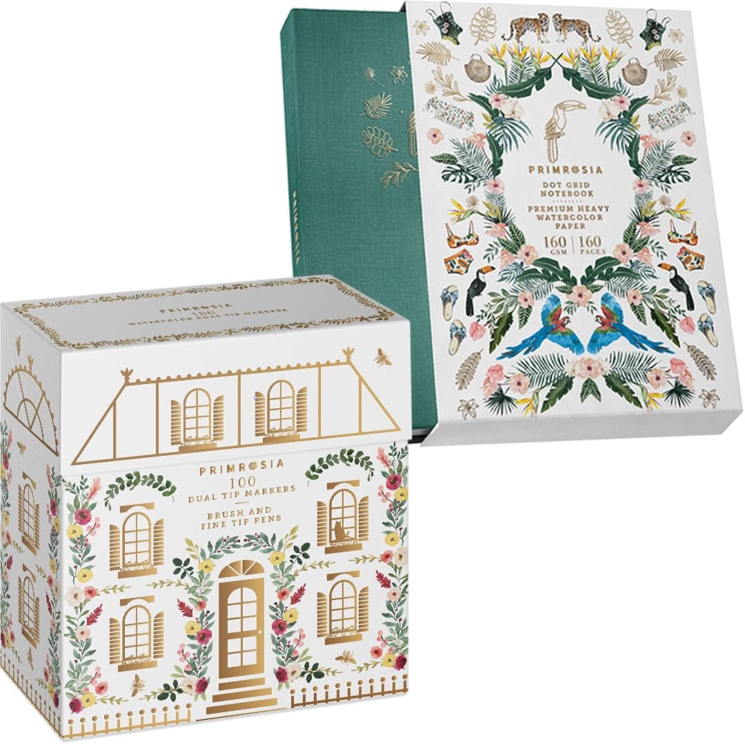Primrosia 100 Dual Tip Markers + Summer Dot Grid Journal