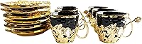 Vista 7 de Chandler Juego de café turco expreso, taza de café griego árabe y platillo de 3 onzas líquidas con caja de regalo acrílica dorada, colección de 7