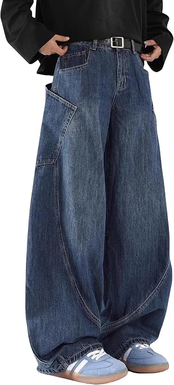 Mens Baggy Jeans Y2k Hip Hop Denim Pants Vintage Jnco Jeans Loose Fit Cargo Jeans Streetwear